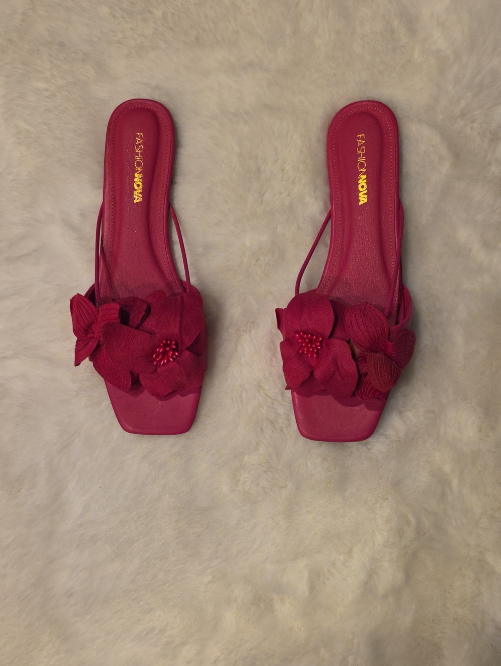 Fashion Nova Fuchsia Floral Slide Mules